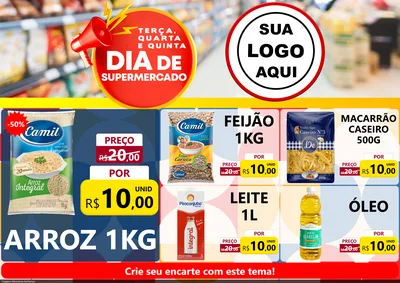 Modelo de Encarte para Encarte A4 Horizontal com o tema Dia de Supermercado para Supermercado