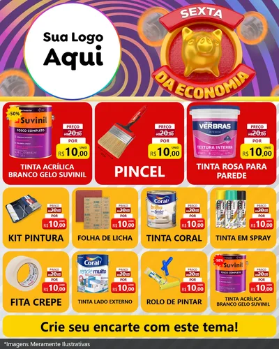 Modelo de Rede Social para Feed Instagram com o tema Sexta da Economia para Tintas e Ferramentas