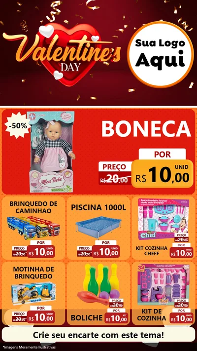 Modelo de Rede Social para Stories com o tema Valentine's Day para Brinquedos