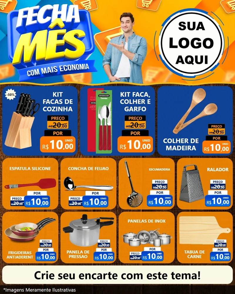 Modelo de Rede Social para Feed Instagram com o tema Fecha Mês Com Mais Economia para Utilidades Domésticas