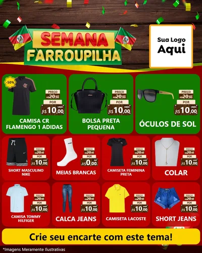 Modelo de Rede Social para Feed Instagram com o tema Semana Farroupilha para Roupas e acessórios