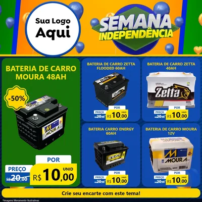 Modelo de Rede Social para Feed Facebook com o tema Semana da Independência para Baterias Elétricas