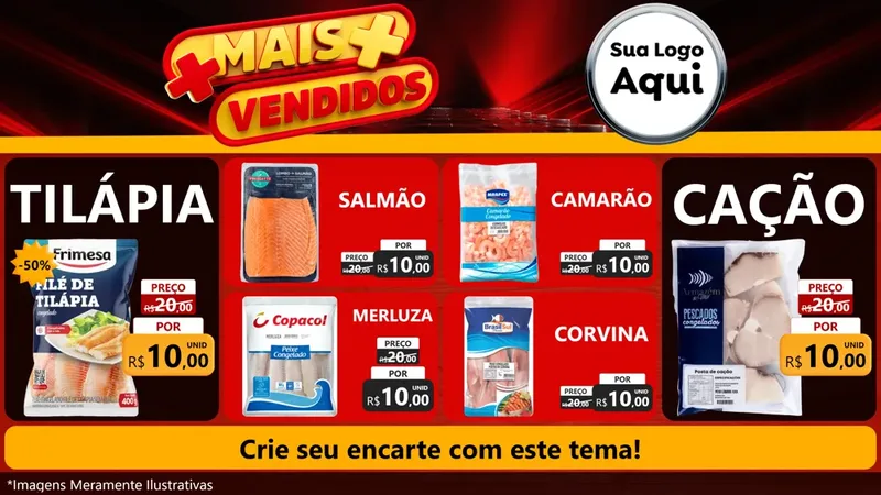 Modelo de TV para TV Horizontal com o tema Mais Vendidos para Peixaria