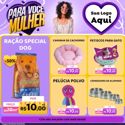 Modelo de Rede Social para Feed Facebook com o tema Para Você, Mulher para Pet Shop