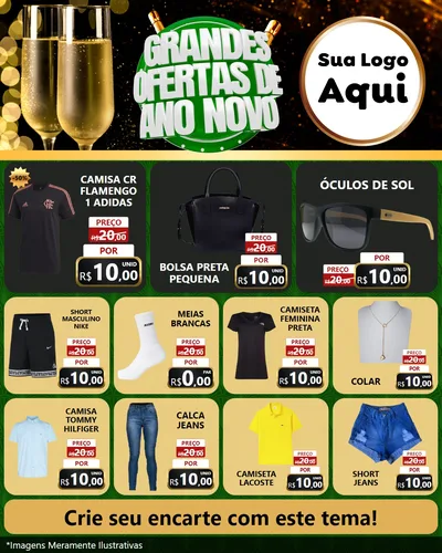 Modelo de Rede Social para Feed Instagram com o tema Grandes Ofertas de Ano Novo para Roupas e acessórios