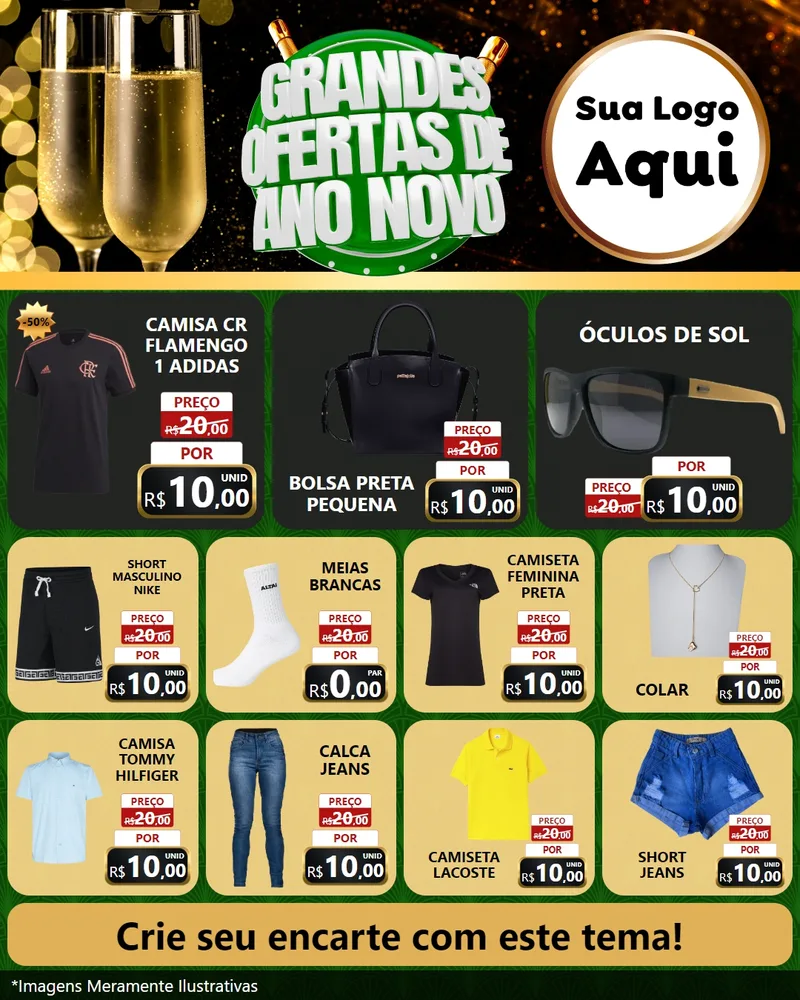 Modelo de Rede Social para Feed Instagram com o tema Grandes Ofertas de Ano Novo para Roupas e acessórios