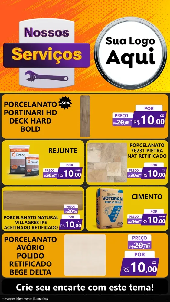 Modelo de TV para TV Vertical com o tema Nossos Serviços para Pisos e revestimentos