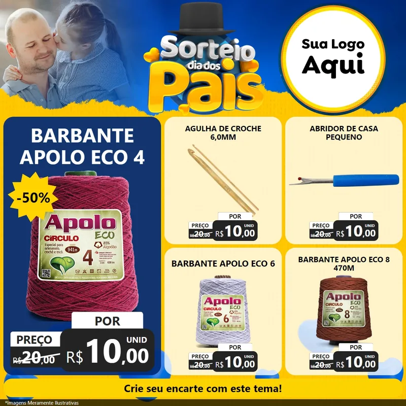 Modelo de Rede Social para Feed Facebook com o tema Sorteio Dia Dos Pais para Armarinho e Aviamentos
