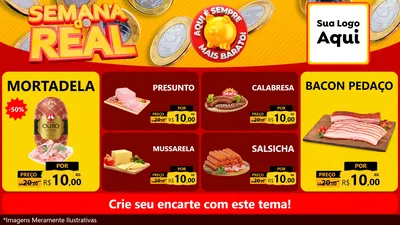 Modelo de TV para TV Horizontal com o tema Semana do Real para Frios e Laticínios
