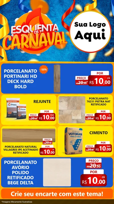 Modelo de TV para TV Vertical com o tema Esquenta de Carnaval para Pisos e revestimentos