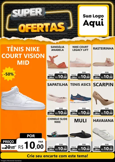Modelo de Encarte para Encarte A4 Vertical com o tema Super Ofertas para Calçados