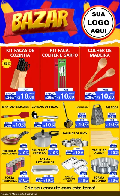 Modelo de Encarte para Encarte Grande com o tema Bazar para Utilidades Domésticas