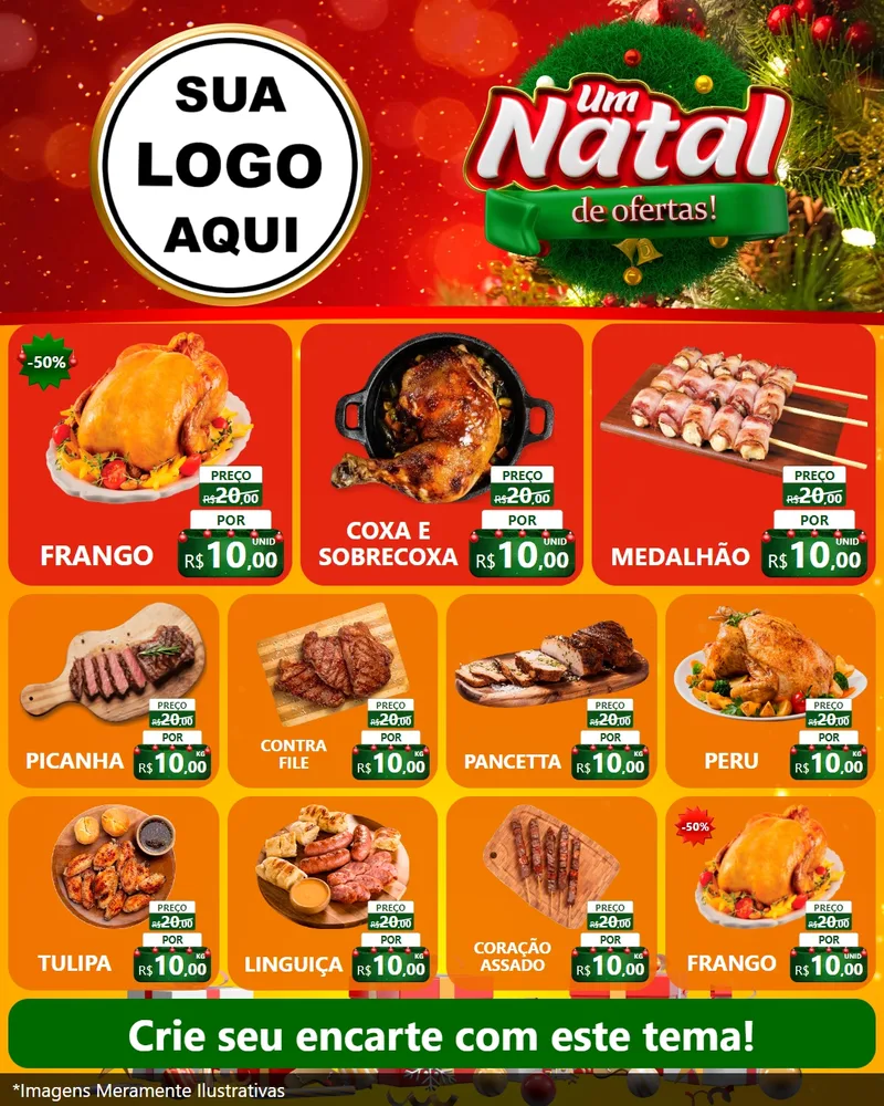 Modelo de Rede Social para Feed Instagram com o tema Um Natal de Ofertas para Assados