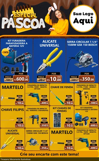 Modelo de Encarte para Encarte Grande com o tema Especial Páscoa para Maquinas e Ferramentas