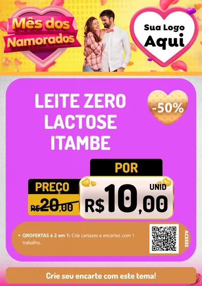 Modelo de Cartaz para Cartaz A4 Vertical com o tema Mês dos Namorados para Frios e Laticínios