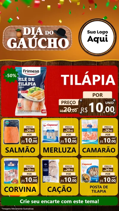 Modelo de Rede Social para Stories com o tema Dia do Gaúcho para Peixaria