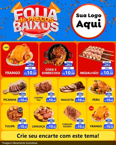 Modelo de Rede Social para Feed Instagram com o tema Folia de Preços Baixos para Assados