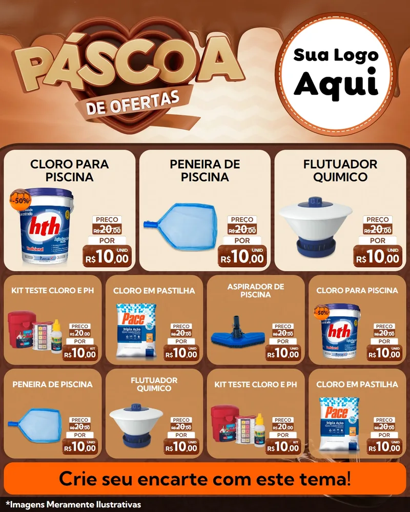 Modelo de Rede Social para Feed Instagram com o tema Páscoa de Ofertas para Produtos para Piscina
