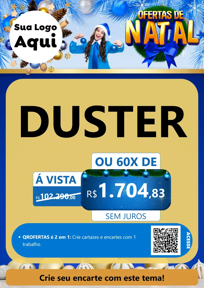 Modelo de Cartaz para Cartaz A4 Vertical com o tema Ofertas de Natal para Concessionaria de Carros