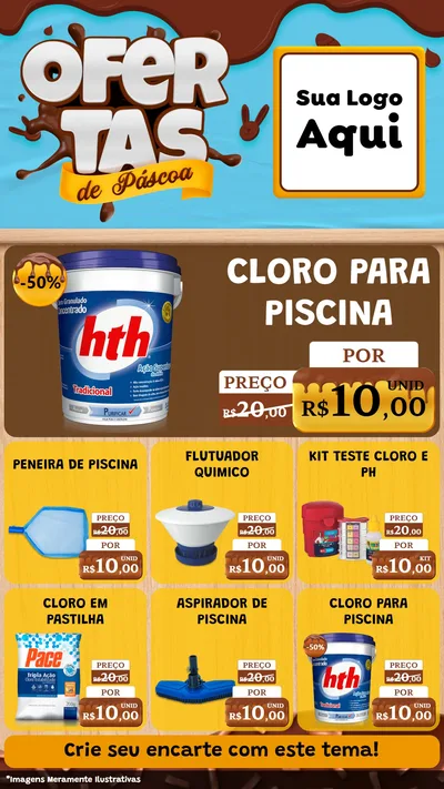 Modelo de Rede Social para Stories com o tema Ofertas de Páscoa para Produtos para Piscina