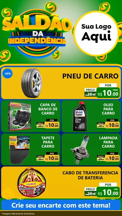 Modelo de TV para TV Vertical com o tema Saldão da Indepêndencia para Auto peças