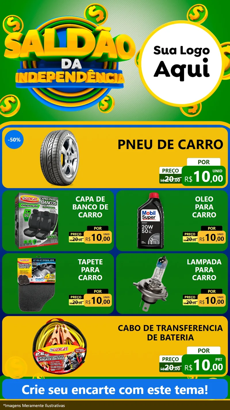 Modelo de TV para TV Vertical com o tema Saldão da Indepêndencia para Auto peças