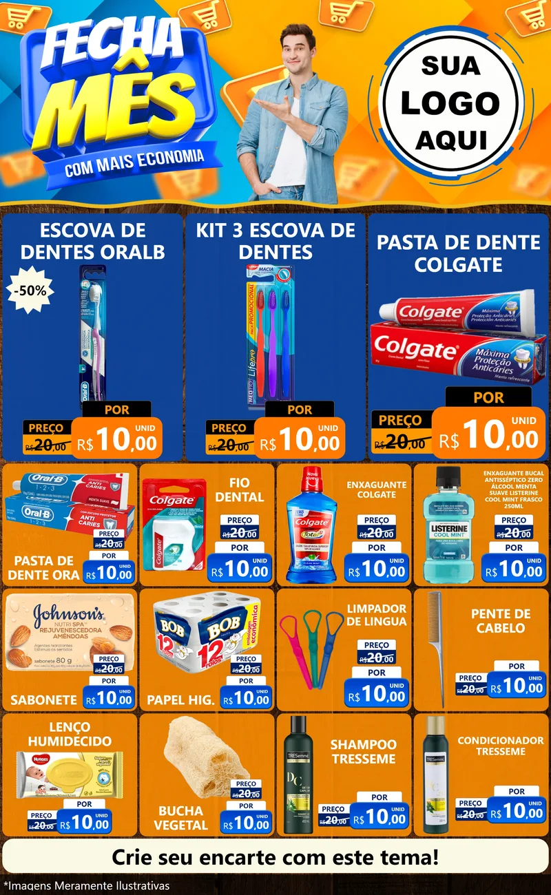Modelo de Encarte para Encarte Grande com o tema Fecha Mês Com Mais Economia para Higiene Pessoal