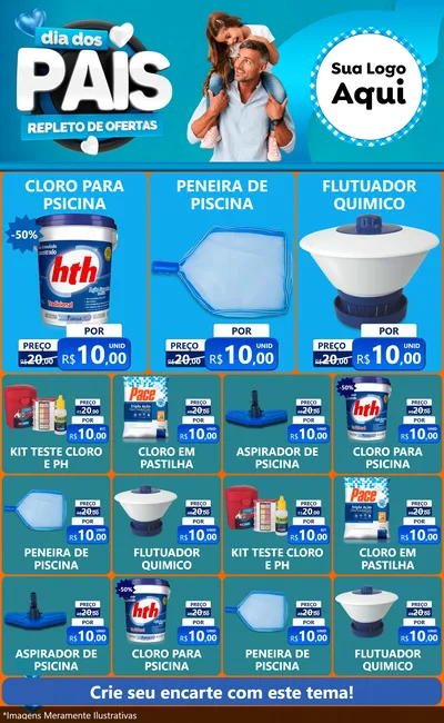 Modelo de Encarte para Encarte Grande com o tema Dia Dos Pais Repleto de Ofertas para Produtos para Piscina