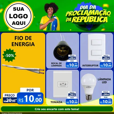 Modelo de Rede Social para Feed Facebook com o tema Dia Da Proclamação Da República para Materiais Elétricos