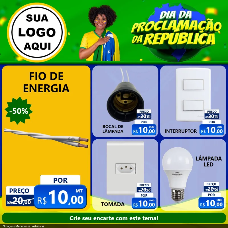Modelo de Rede Social para Feed Facebook com o tema Dia Da Proclamação Da República para Materiais Elétricos