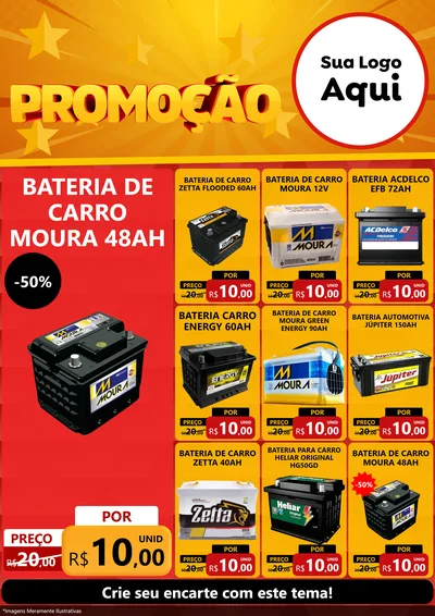 Modelo de Encarte para Encarte A4 Vertical com o tema Promoção para Baterias Elétricas