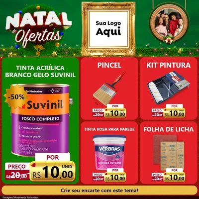 Modelo de Rede Social para Feed Facebook com o tema Natal de Ofertas para Tintas e Ferramentas