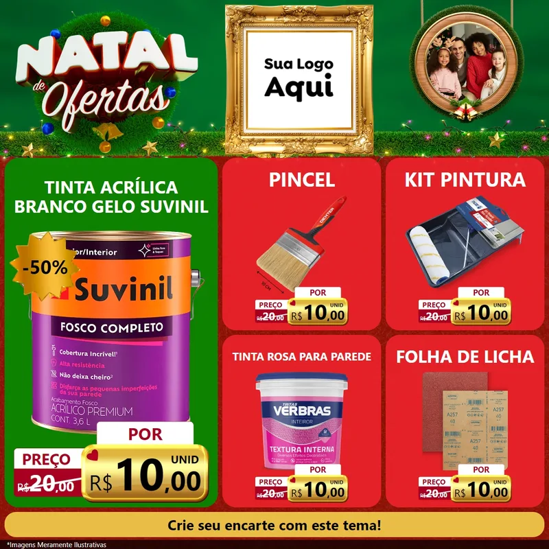 Modelo de Rede Social para Feed Facebook com o tema Natal de Ofertas para Tintas e Ferramentas