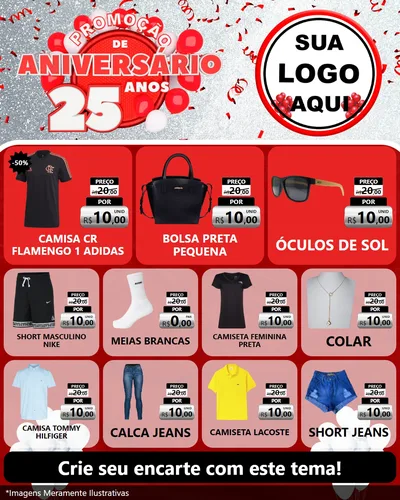 Modelo de Rede Social para Feed Instagram com o tema Promoção de Aniversário - 25Anos para Roupas e acessórios