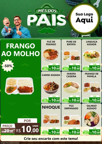 Modelo de Encarte para Encarte A4 Vertical com o tema Mês dos Pais para Restaurante