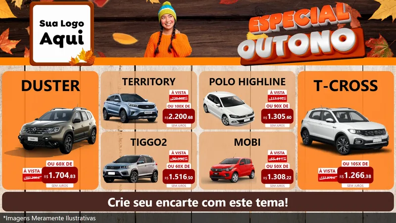 Modelo de TV para TV Horizontal com o tema Especial Outono para Concessionaria de Carros