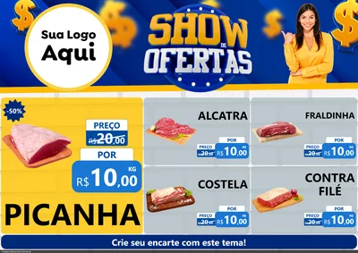 Modelo de Encarte para Encarte A4 Horizontal com o tema Show de Ofertas para Açougue