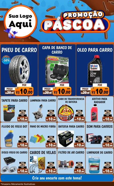 Modelo de Encarte para Encarte Grande com o tema Promoção Páscoa para Auto peças