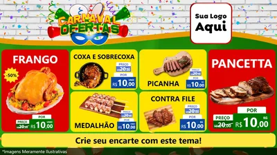 Modelo de TV para TV Horizontal com o tema Carnaval de Ofertas para Assados