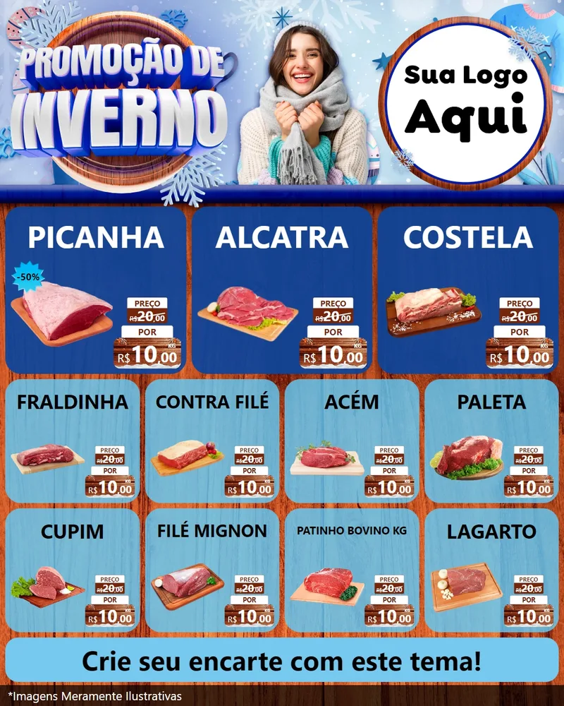 Modelo de Rede Social para Feed Instagram com o tema Promoção de Inverno para Açougue