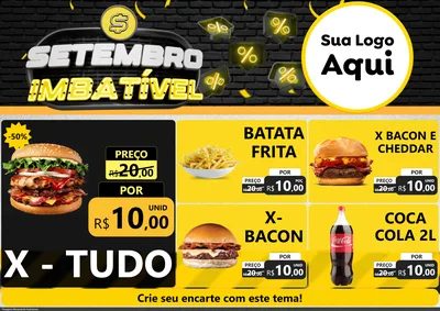 Modelo de Encarte para Encarte A4 Horizontal com o tema Setembro Imbatível para Hamburgueria