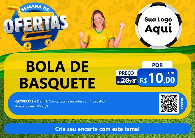 Modelo de Cartaz para Cartaz A4 Horizontal com o tema Semana de Ofertas - Copa para Artigos Esportivos