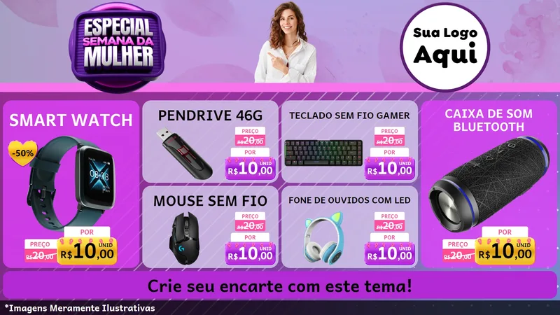 Modelo de TV para TV Horizontal com o tema Especial Semana da Mulher para Informática