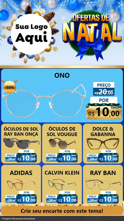 Modelo de Rede Social para Stories com o tema Ofertas de Natal para Óticas