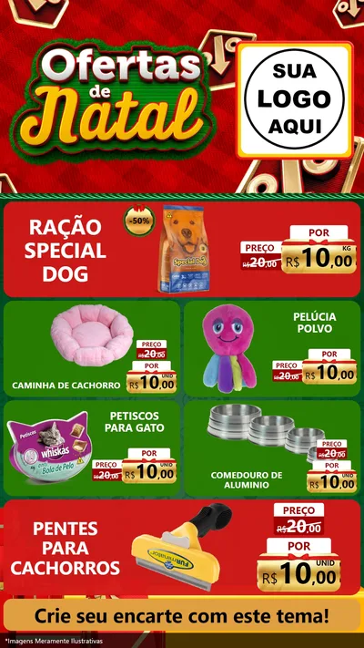 Modelo de TV para TV Vertical com o tema Ofertas de Natal para Pet Shop