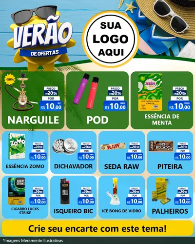 Modelo de Rede Social para Feed Instagram com o tema Verão de Ofertas para Tabacaria