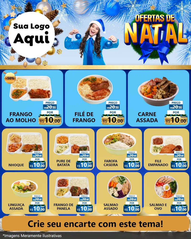 Modelo de Rede Social para Feed Instagram com o tema Ofertas de Natal para Restaurante