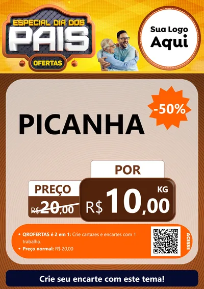 Modelo de Cartaz para Cartaz A4 Vertical com o tema Especial Dia dos Pais para Açougue