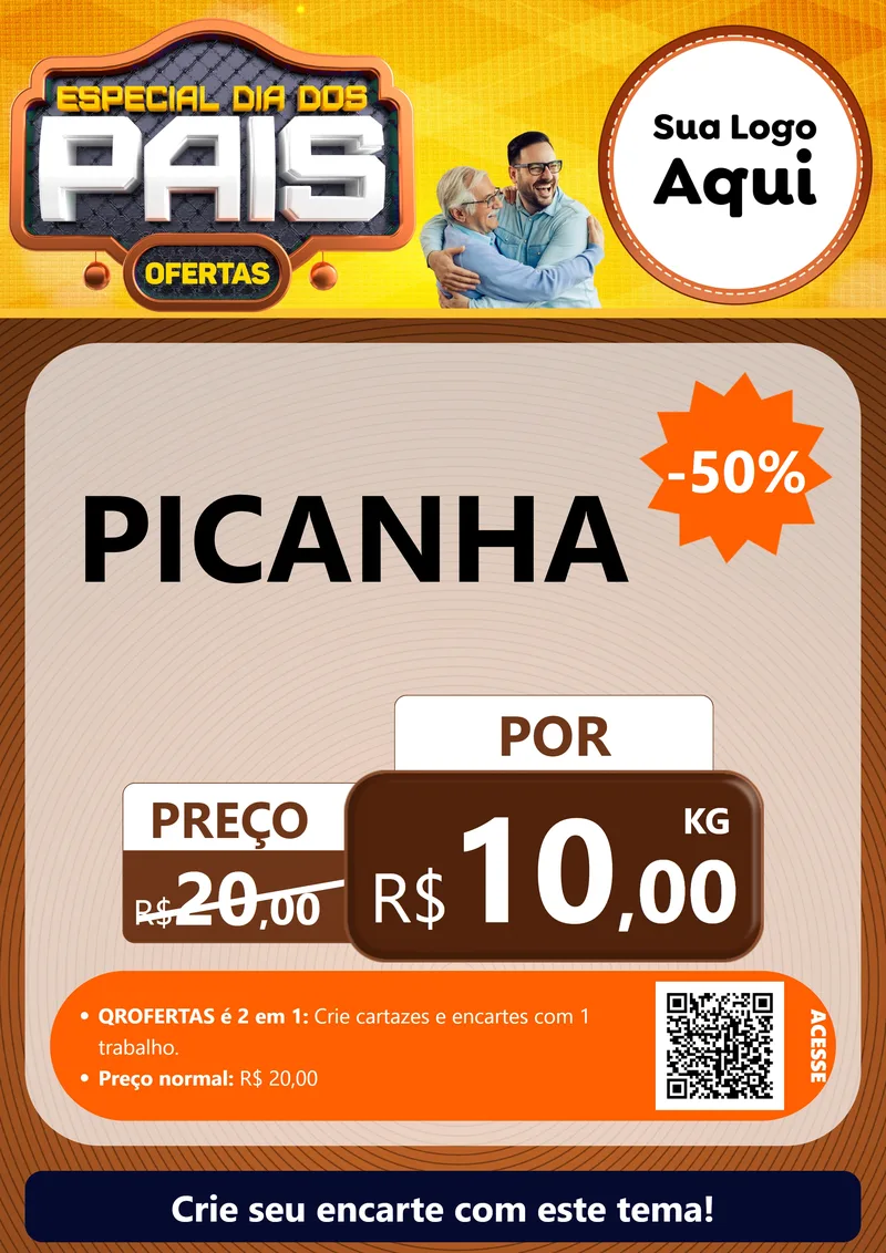 Modelo de Cartaz para Cartaz A4 Vertical com o tema Especial Dia dos Pais para Açougue