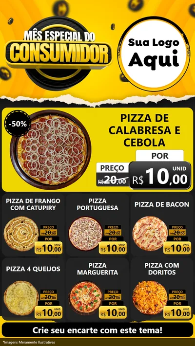 Modelo de Rede Social para Stories com o tema Mês Especial do Consumidor para Pizzaria